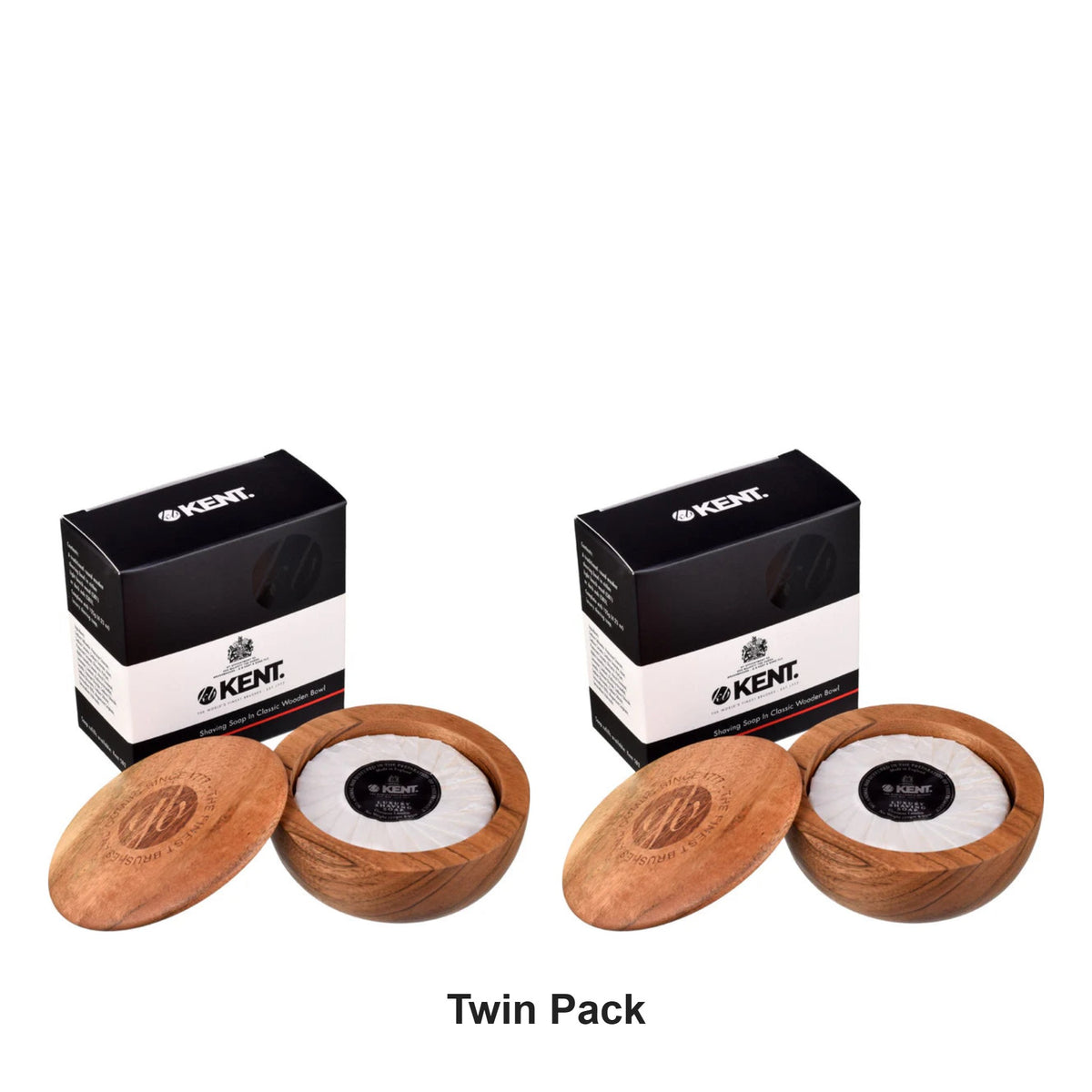 Kent - Luxury Shaving Soap in Dark Wood Bowl – Twin Pack – bundle contents: 2 x Kent - Luxury Shaving Soap in Dark Wood Bowl
