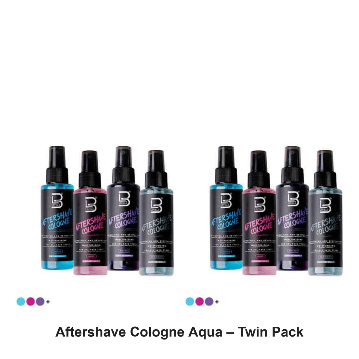 L3VEL3 - Aftershave Cologne Aqua – Twin Pack (2 x 100ml) – bundle contents: 2 x L3VEL3 - Aftershave Cologne Aqua 100ml