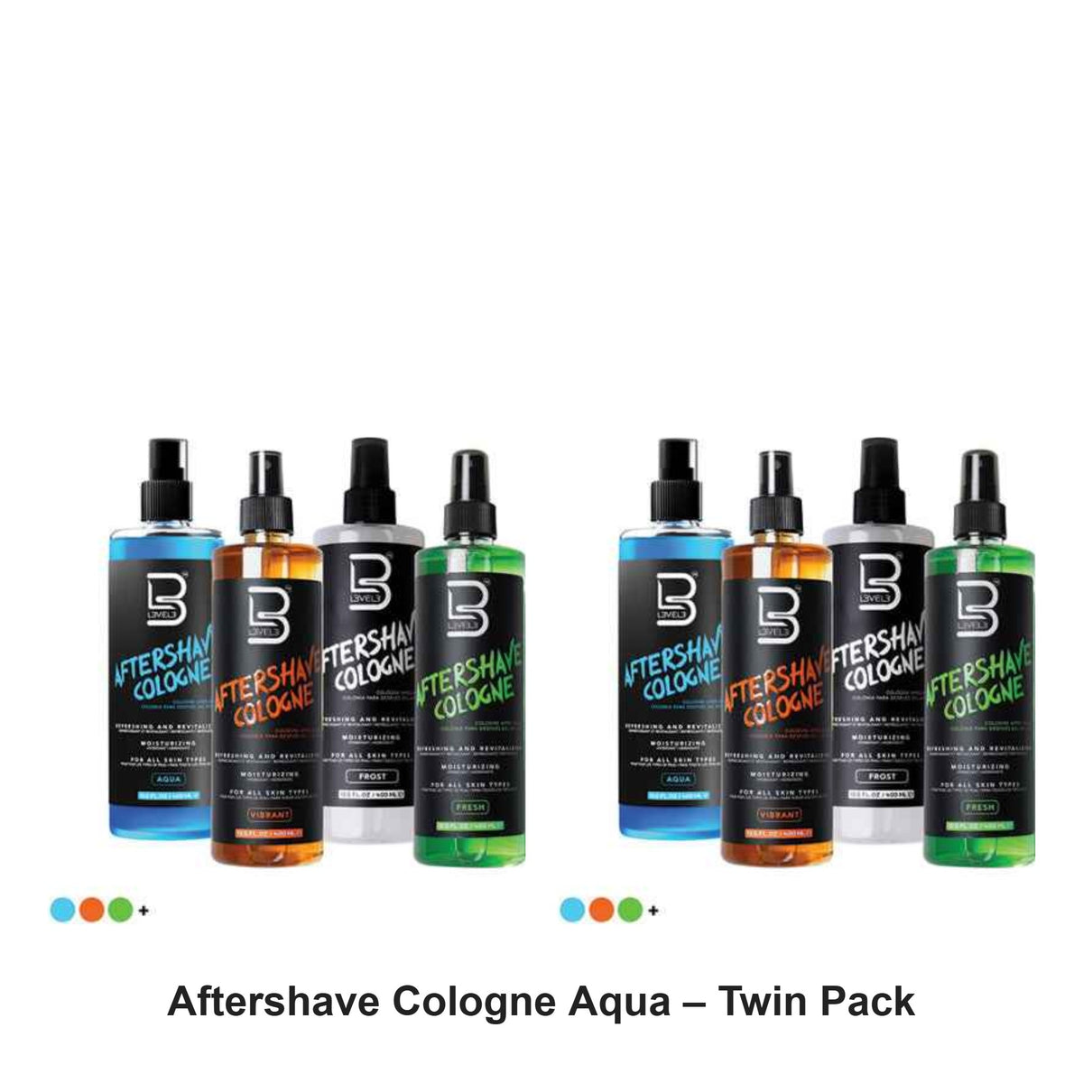L3VEL3 - Aftershave Cologne Aqua – Twin Pack (2 x 400ml) – bundle contents: 2 x L3VEL3 - Aftershave Cologne Aqua 400ml