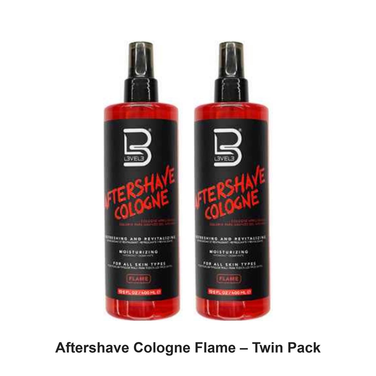 L3VEL3 - Aftershave Cologne Flame – Twin Pack (2 x 400ml) – bundle contents: 2 x L3VEL3 - Aftershave Cologne Flame 400ml