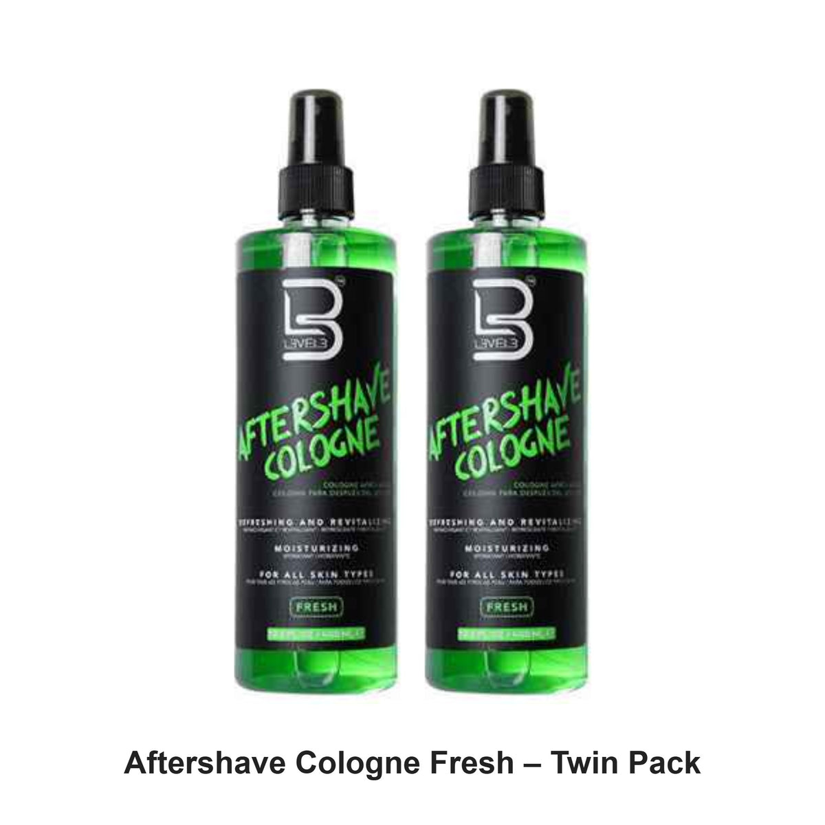 L3VEL3 - Aftershave Cologne Fresh – Twin Pack (2 x 400ml) – bundle contents: 2 x L3VEL3 - Aftershave Cologne Fresh 400ml