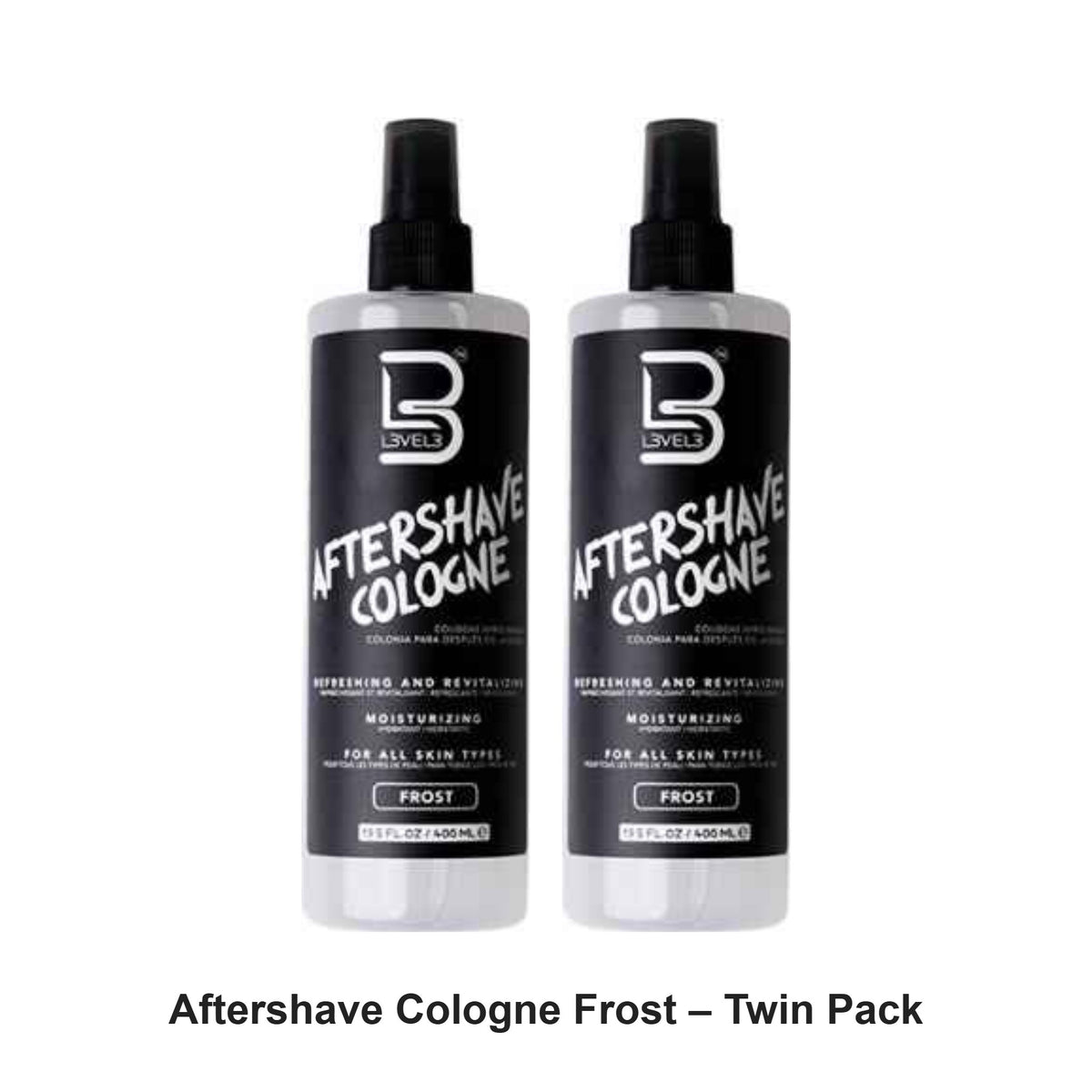 L3VEL3 - Aftershave Cologne Frost – Twin Pack (2 x 400ml) – bundle contents: 2 x L3VEL3 - Aftershave Cologne Frost 400ml