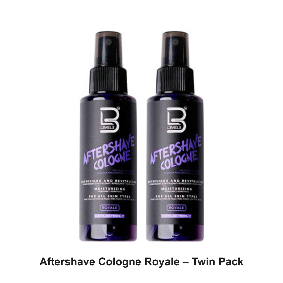 L3VEL3 - Aftershave Cologne Royale – Twin Pack (2 x 100ml) – bundle contents: 2 x L3VEL3 - Aftershave Cologne Royale 100ml