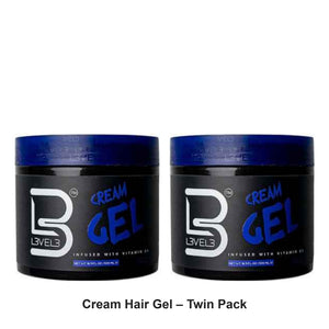 L3VEL3 - Cream Hair Gel – Twin Pack (2 x 500ml) – bundle contents: 2 x L3VEL3 - Cream Hair Gel 500ml