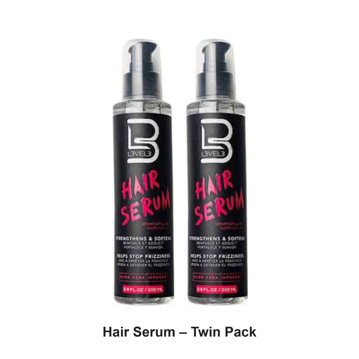 L3VEL3 - Hair Serum – Twin Pack (2 x 200ml) – bundle contents: 2 x L3VEL3 - Hair Serum 200ml