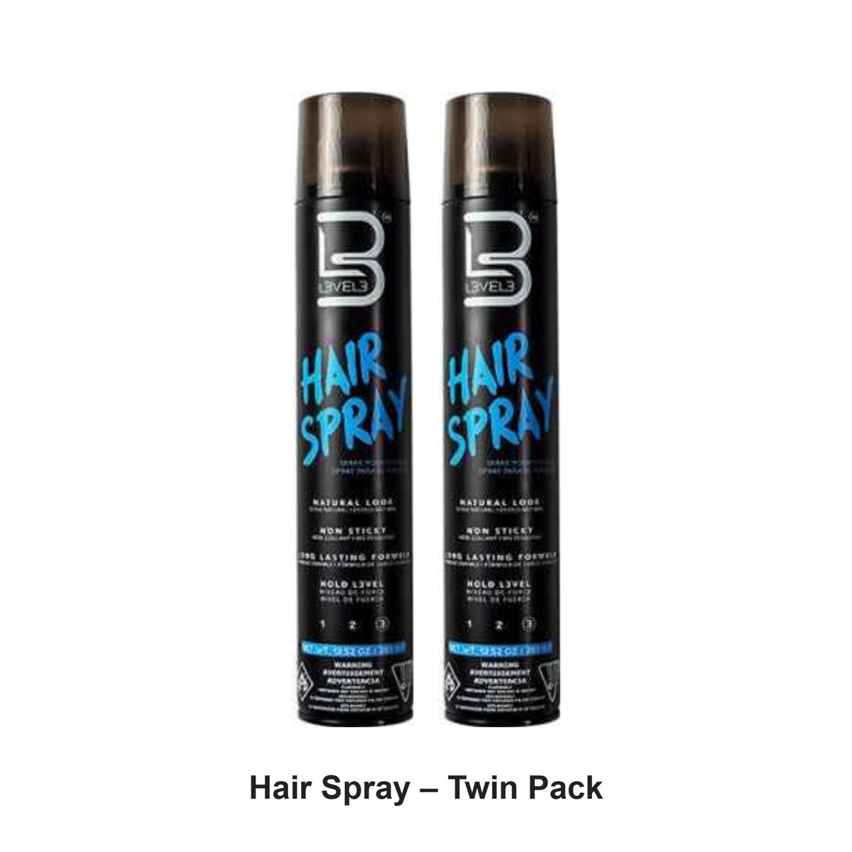 L3VEL3 - Hair Spray – Twin Pack (2 x 383g) – bundle contents: 2 x L3VEL3 - Hair Spray 383g