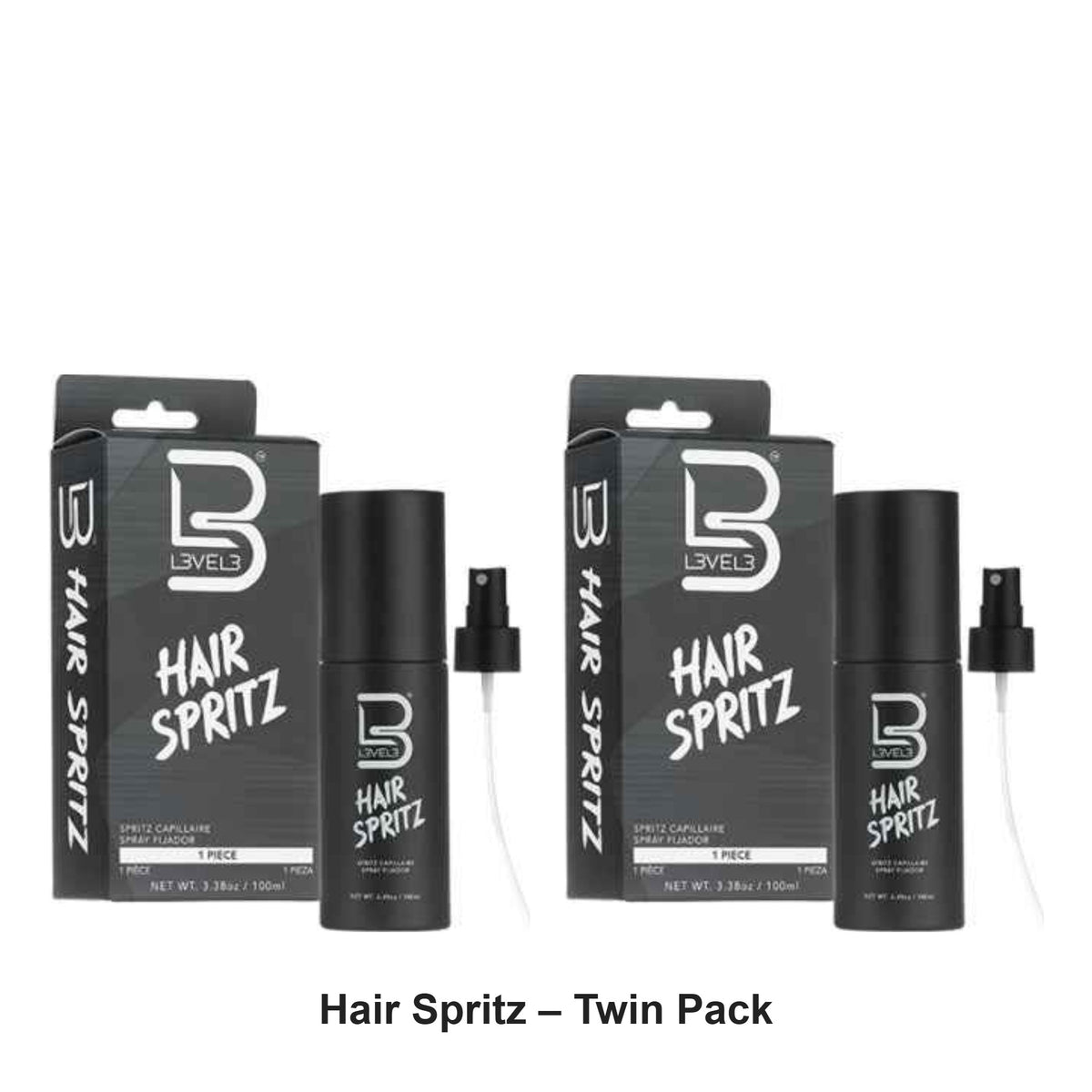 L3VEL3 - Hair Spritz – Twin Pack (2 x 100ml) – bundle contents: 2 x L3VEL3 - Hair Spritz 100ml