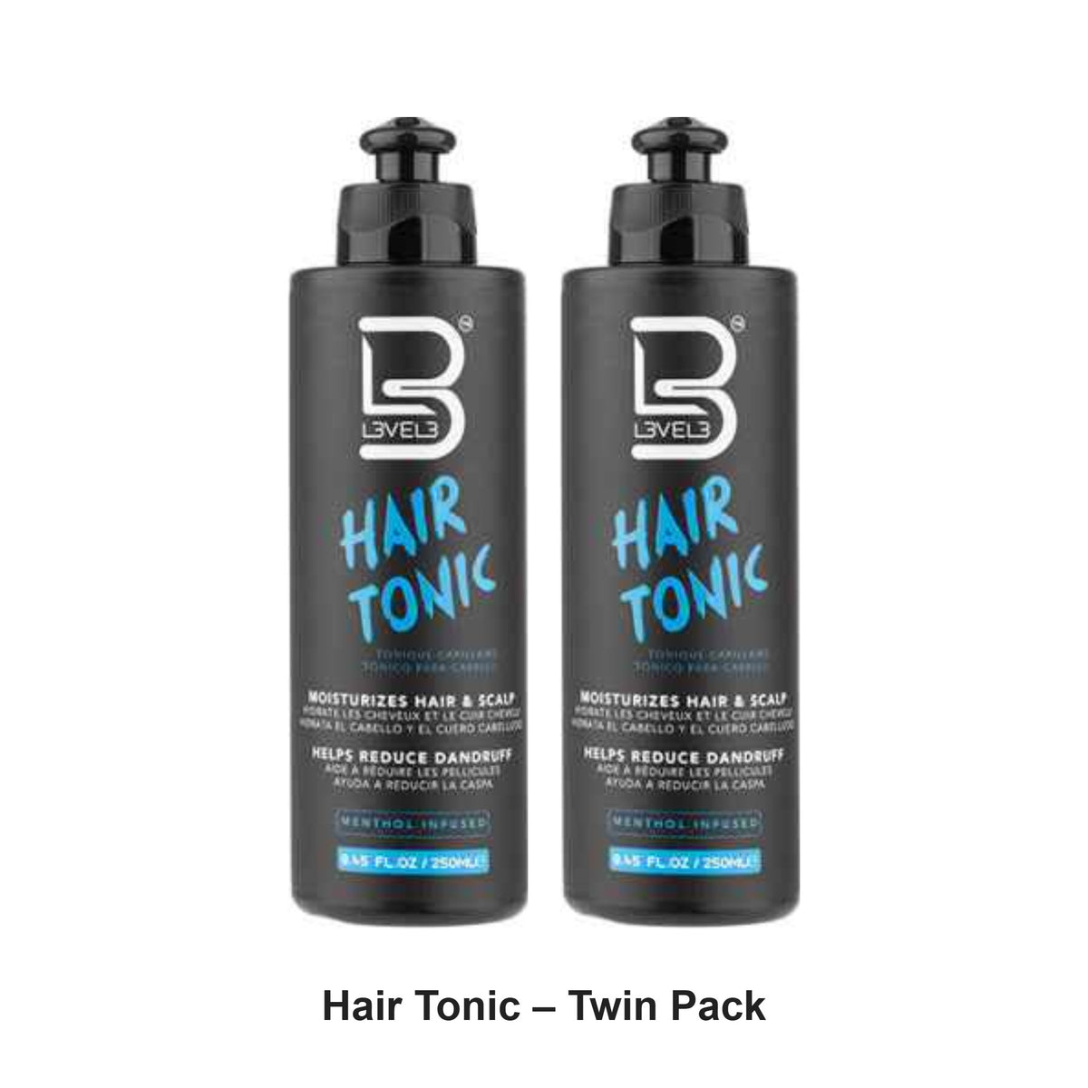 L3VEL3 - Hair Tonic – Twin Pack (2 x 250ml) – bundle contents: 2 x L3VEL3 - Hair Tonic 250ml