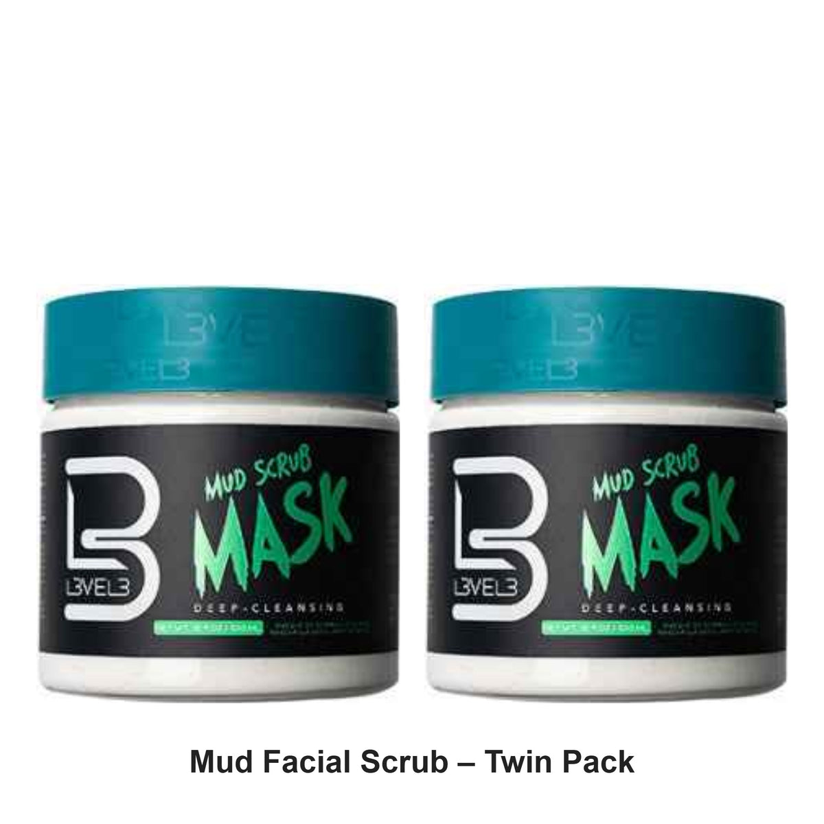 L3VEL3 - Mud Facial Scrub – Twin Pack (2 x 500ml) – bundle contents: 2 x L3VEL3 - Mud Facial Scrub 500ml