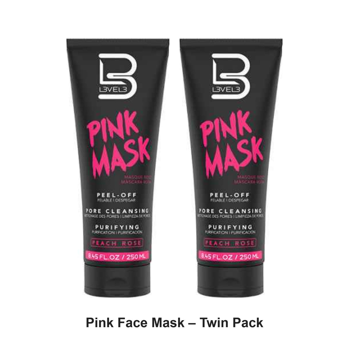 L3VEL3 - Pink Face Mask – Twin Pack (2 x 250ml) – bundle contents: 2 x L3VEL3 - Pink Face Mask 250ml
