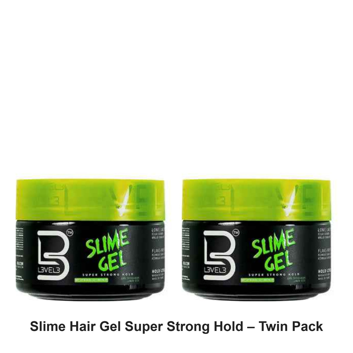 L3VEL3 - Slime Hair Gel Super Strong Hold – Twin Pack (2 x 250ml) – bundle contents: 2 x L3VEL3 - Slime Hair Gel Super Strong Hold 250ml