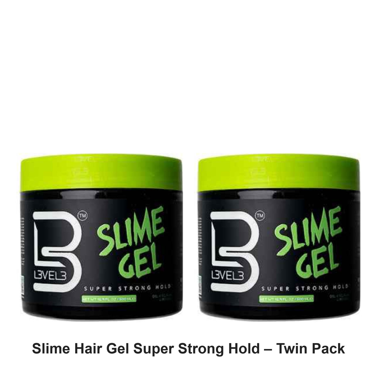L3VEL3 - Slime Hair Gel Super Strong Hold – Twin Pack (2 x 500ml) – bundle contents: 2 x L3VEL3 - Slime Hair Gel Super Strong Hold 500ml