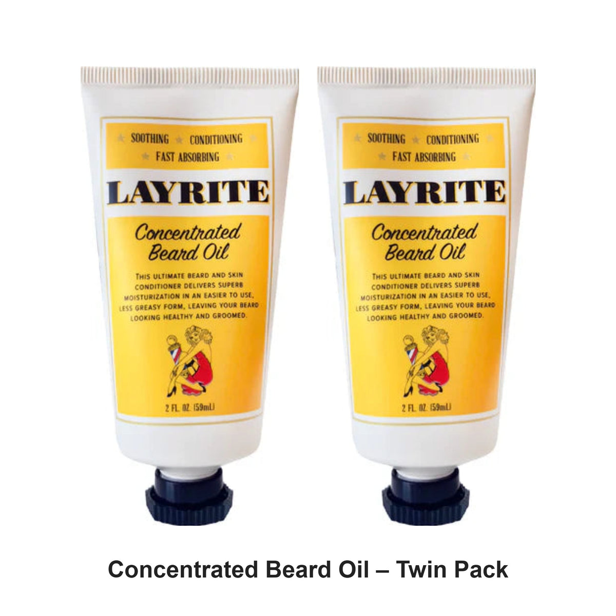 Layrite - Concentrated Beard Oil – Twin Pack (2 x 59ml) – bundle contents: 2 x Layrite - Concentrated Beard Oil 59ml