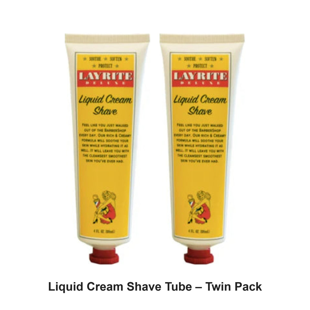 Layrite - Liquid Cream Shave Tube – Twin Pack (2 x 118ml) – bundle contents: 2 x Layrite - Liquid Cream Shave Tube 118ml