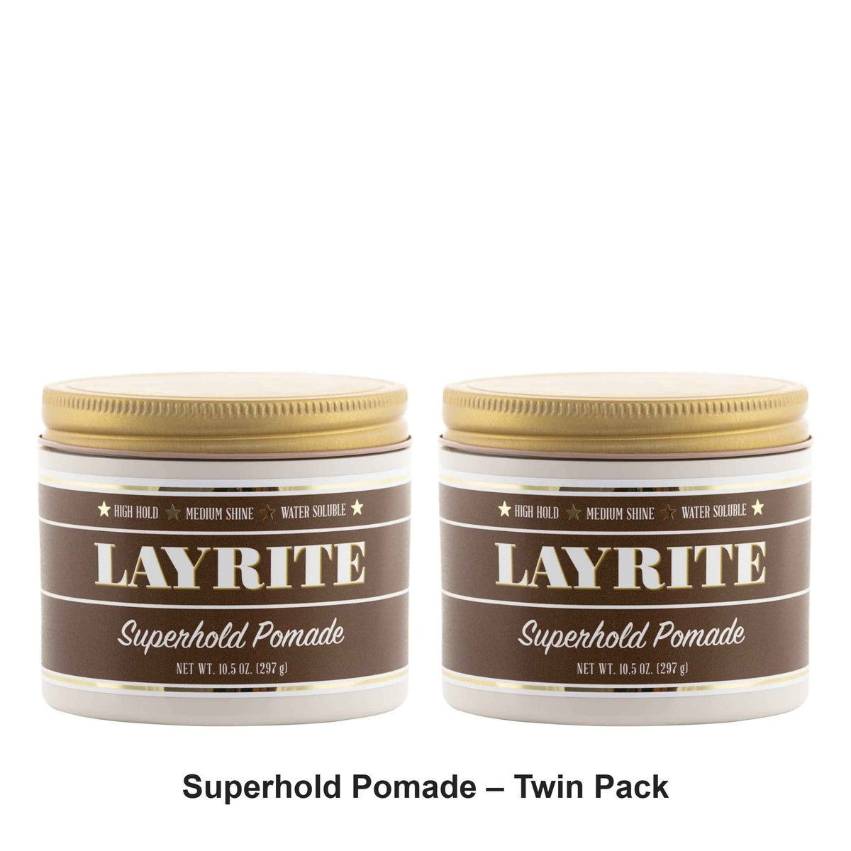 Layrite - Superhold Pomade – Twin Pack (2 x 297g) – bundle contents: 2 x Layrite - Superhold Pomade 297g
