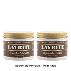 Layrite - Superhold Pomade – Twin Pack (2 x 297g) – bundle contents: 2 x Layrite - Superhold Pomade 297g