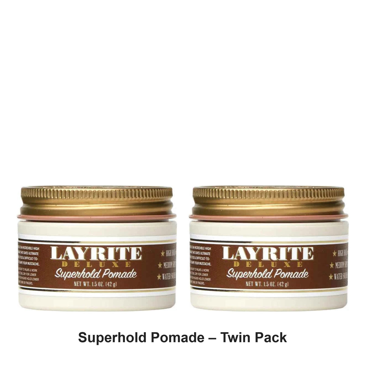Layrite - Superhold Pomade – Twin Pack (2 x 42g) – bundle contents: 2 x Layrite - Superhold Pomade 42g