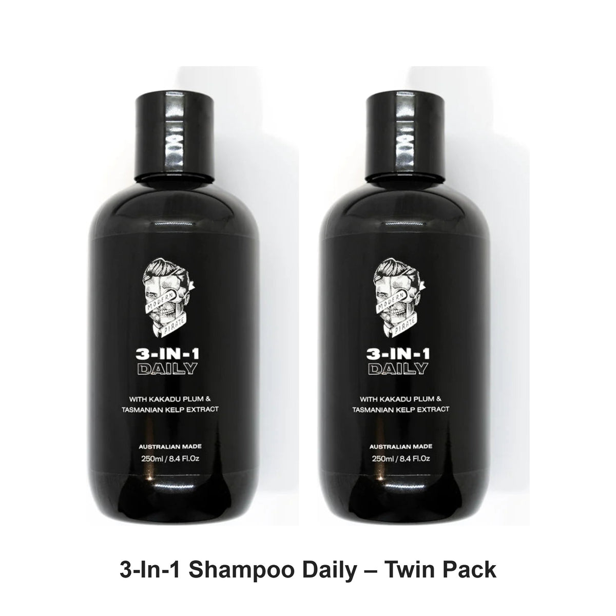 Modern Pirate - 3-In-1 Shampoo Daily – Twin Pack (2 x 250ml) – bundle contents: 2 x Modern Pirate - 3-In-1 Shampoo Daily 250ml