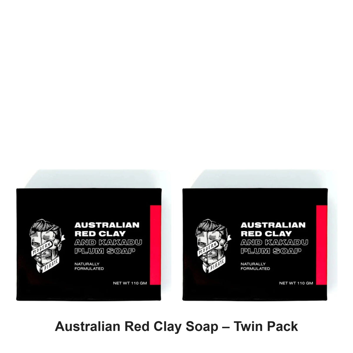Modern Pirate - Australian Red Clay Soap – Twin Pack (2 x 110g) – bundle contents: 2 x Modern Pirate - Australian Red Clay Soap 110g