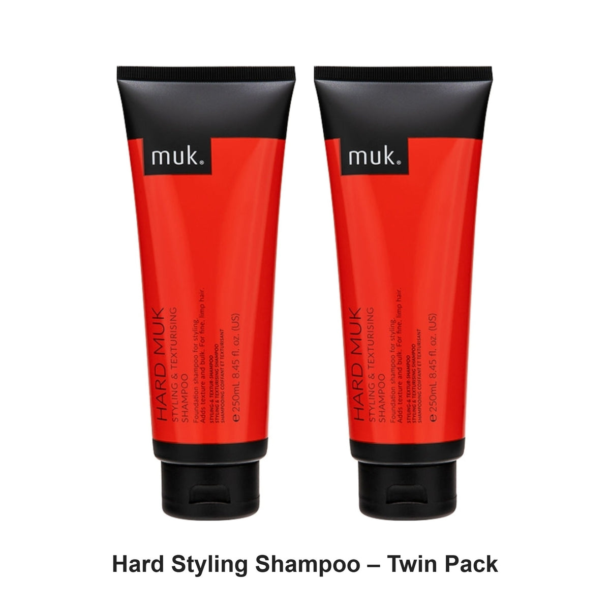 Muk Hair - Hard Styling Shampoo – Twin Pack (2 x 250ml) – bundle contents: 2 x Muk Hair - Hard Styling Shampoo 250ml