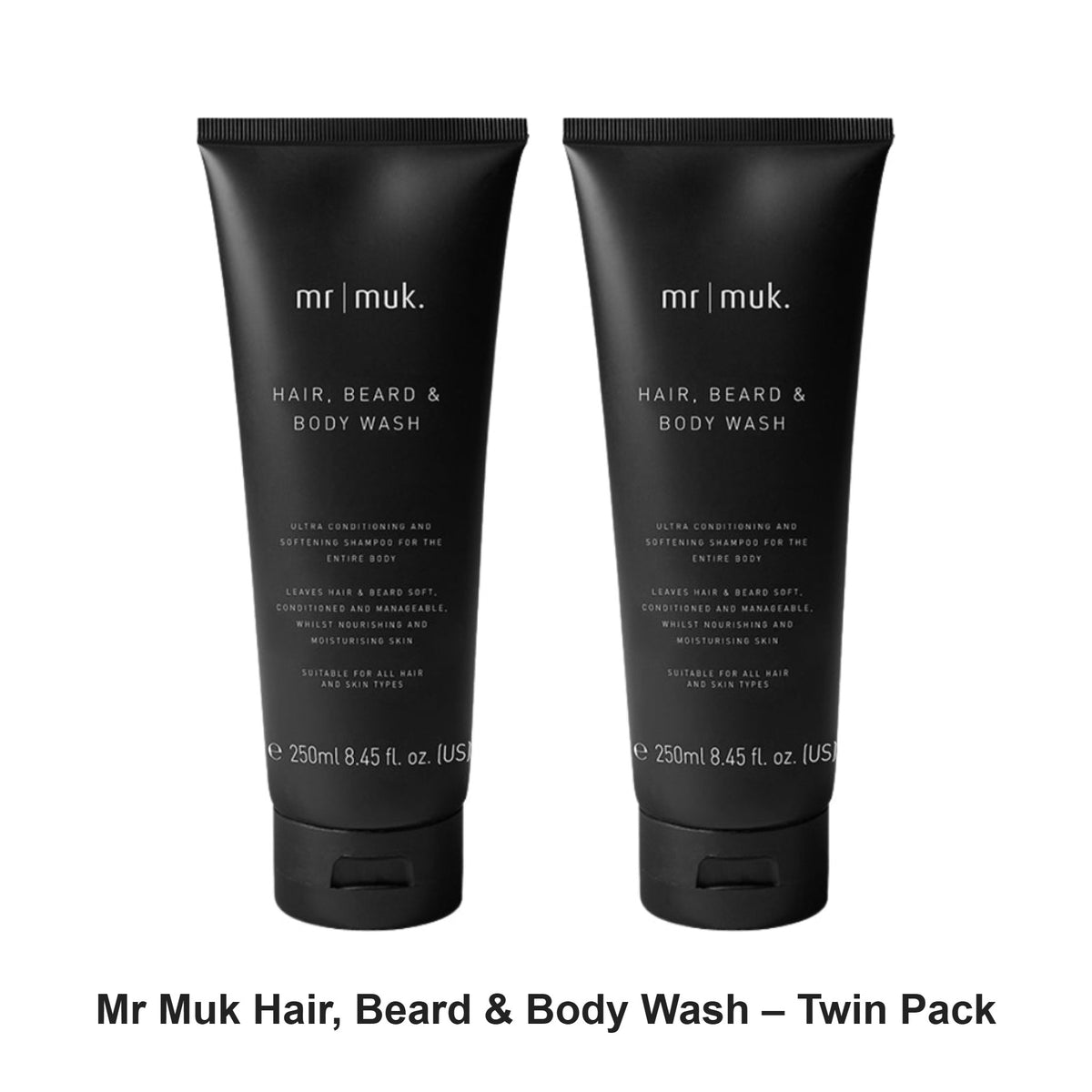 Muk Hair - Mr Muk Hair, Beard & Body Wash – Twin Pack (2 x 250ml) – bundle contents: 2 x Muk Hair - Mr Muk Hair, Beard & Body Wash 250ml
