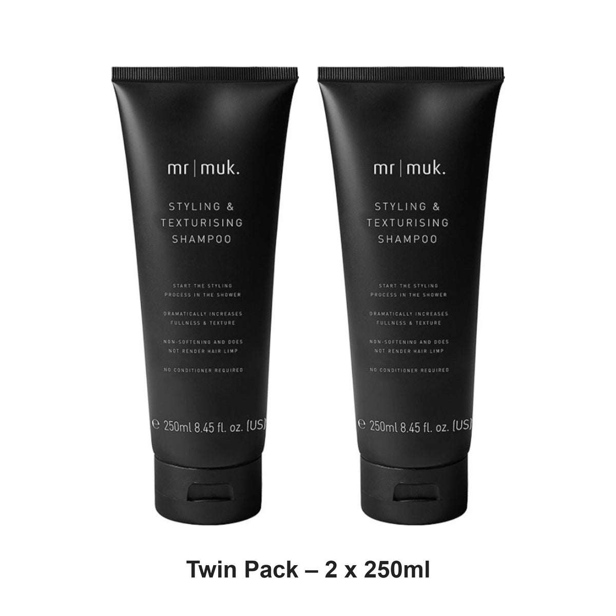 Muk Hair - Mr Muk Styling & Texturising Shampoo – Twin Pack (2 x 250ml) – bundle contents: 2 x Muk Hair - Mr Muk Styling & Texturising Shampoo 250ml