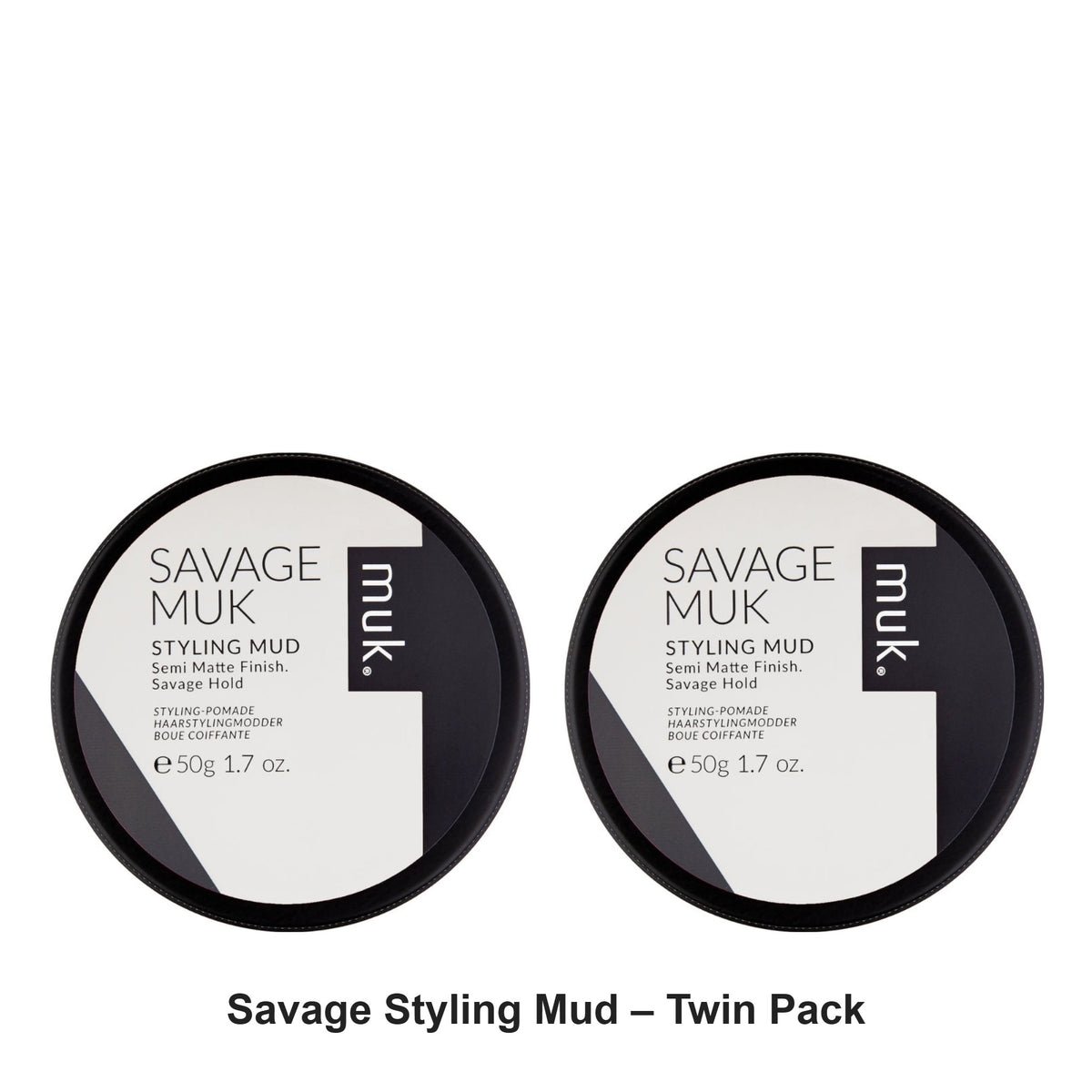 Muk Hair - Savage Styling Mud – Twin Pack (2 x 95g) – bundle contents: 2 x Muk Hair - Savage Styling Mud 95g