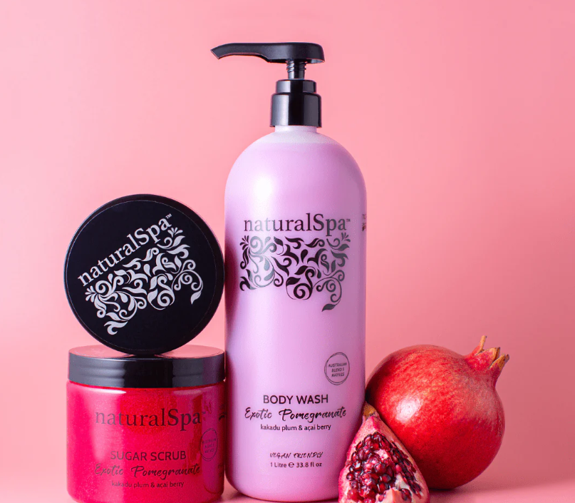 Natural Look - Natural Spa Exotic Pomegranate Body Wash, Butter & Scrub Trio Bundle – Natural Look Natural Spa Exotic Pomegranate Body Wash 375ml (detail)