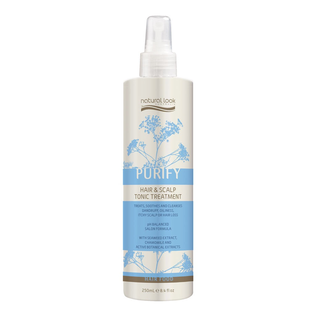 Natural Look - Purify Scalp Scrub, Clarifying Shampoo & Tonic Spray Trio Bundle – Natural Look Purify Hair & Scalp Tonic Treatment Spray 250ml