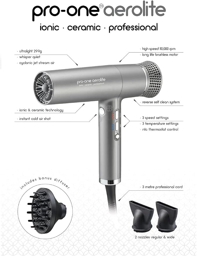 Pro One Aerolite Hairdryer Titanium - image 2