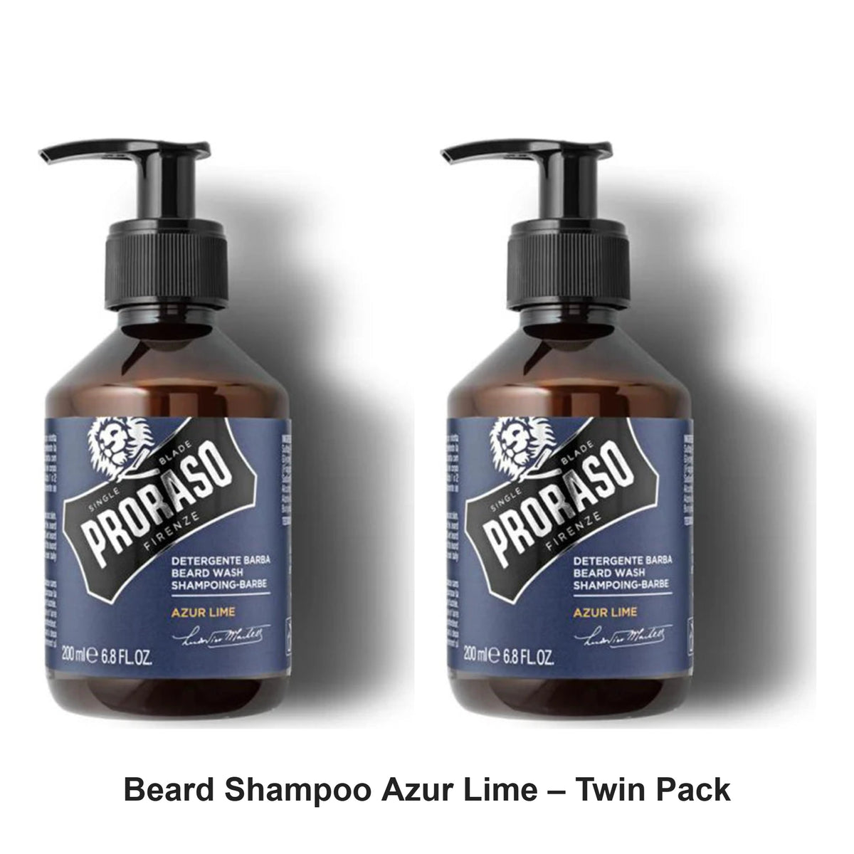 Proraso - Beard Shampoo Azur Lime – Twin Pack (2 x 200ml) – bundle contents: 2 x Proraso - Beard Shampoo Azur Lime 200ml