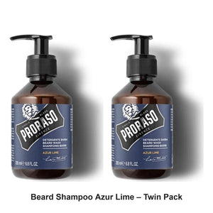 Proraso - Beard Shampoo Azur Lime – Twin Pack (2 x 200ml) – bundle contents: 2 x Proraso - Beard Shampoo Azur Lime 200ml