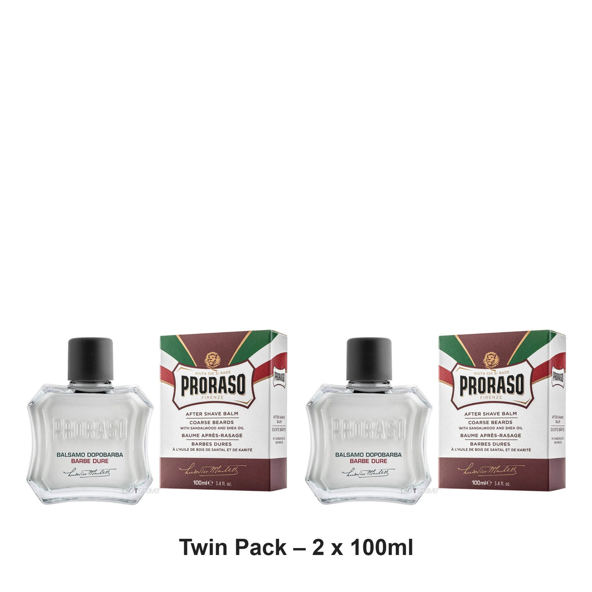 Proraso - Nourishing Aftershave Balm Jar Red – Twin Pack (2 x 100ml) – bundle contents: 2 x Proraso - Nourishing Aftershave Balm Jar Red 100ml