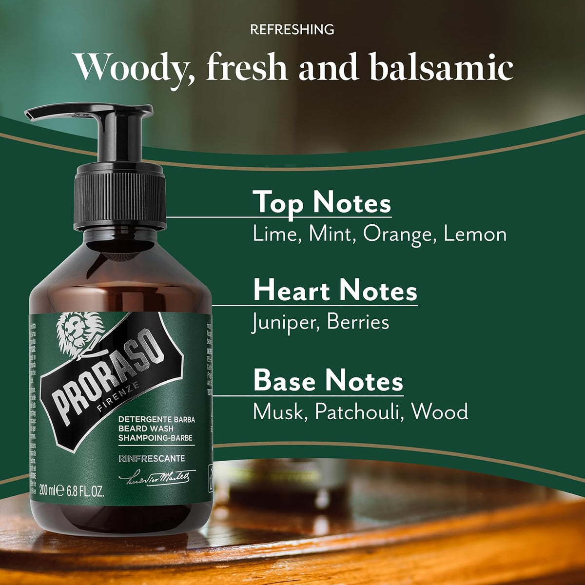 Proraso - Refreshing Green Beard Care Trio Bundle (Shampoo, Oil & Balm) – Proraso Refreshing Beard Shampoo Green 200ml (detail)