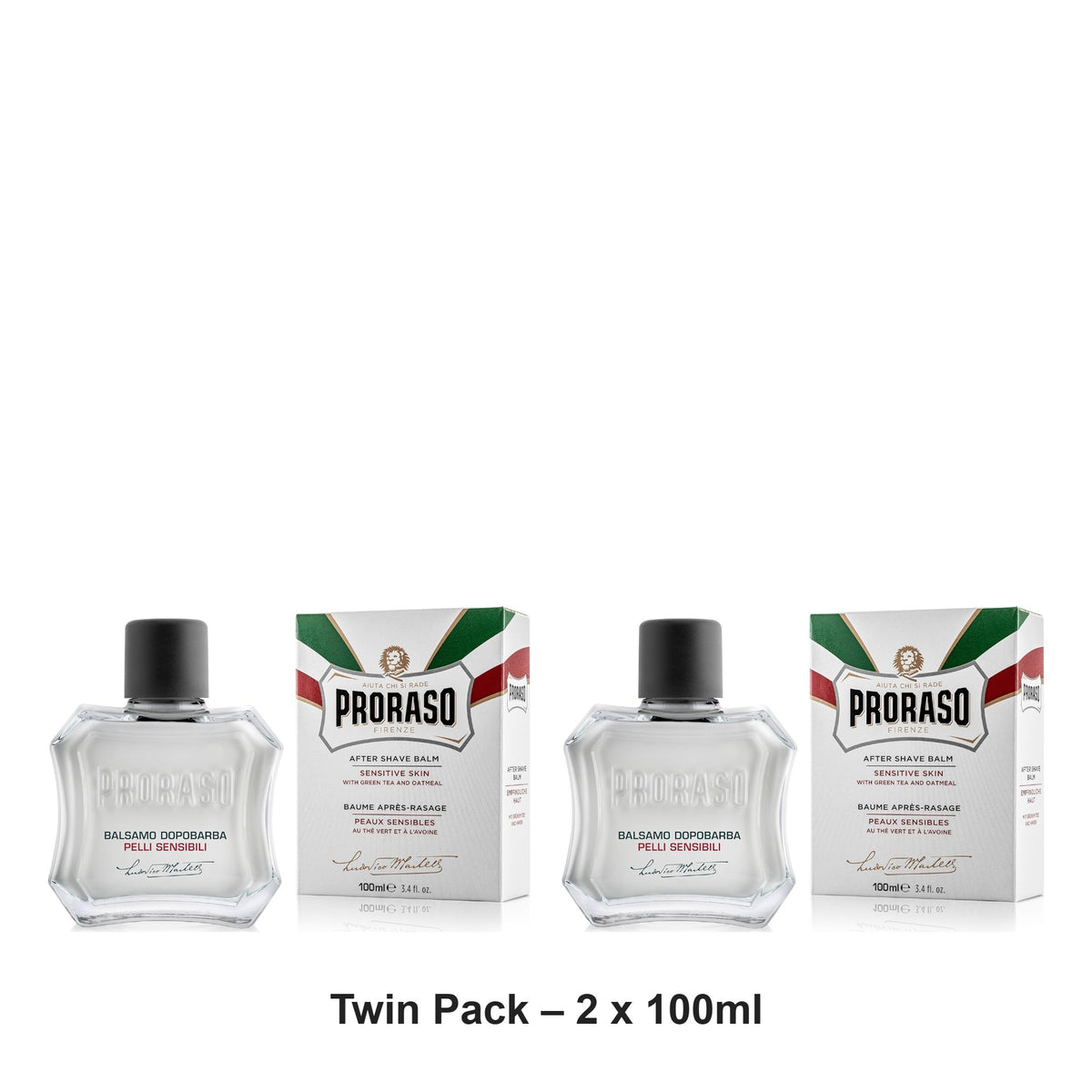 Proraso - Sensitive Aftershave Balm Jar White – Twin Pack (2 x 100ml) – bundle contents: 2 x Proraso - Sensitive Aftershave Balm Jar White 100ml