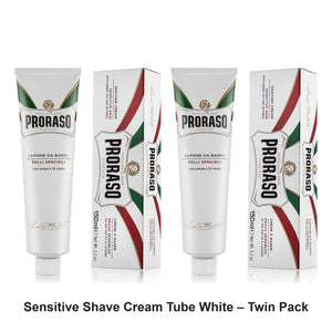 Proraso - Sensitive Shave Cream Tube White – Twin Pack (2 x 150ml) – bundle contents: 2 x Proraso - Sensitive Shave Cream Tube White 150ml