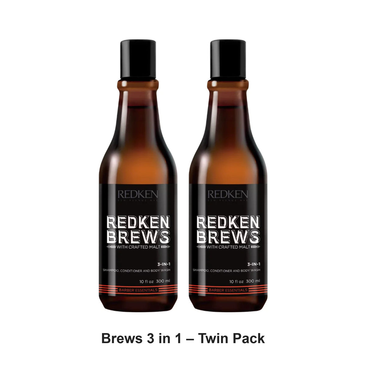 Redken - Brews 3 in 1 – Twin Pack (2 x 300ml) – bundle contents: 2 x Redken - Brews 3 in 1 300ml