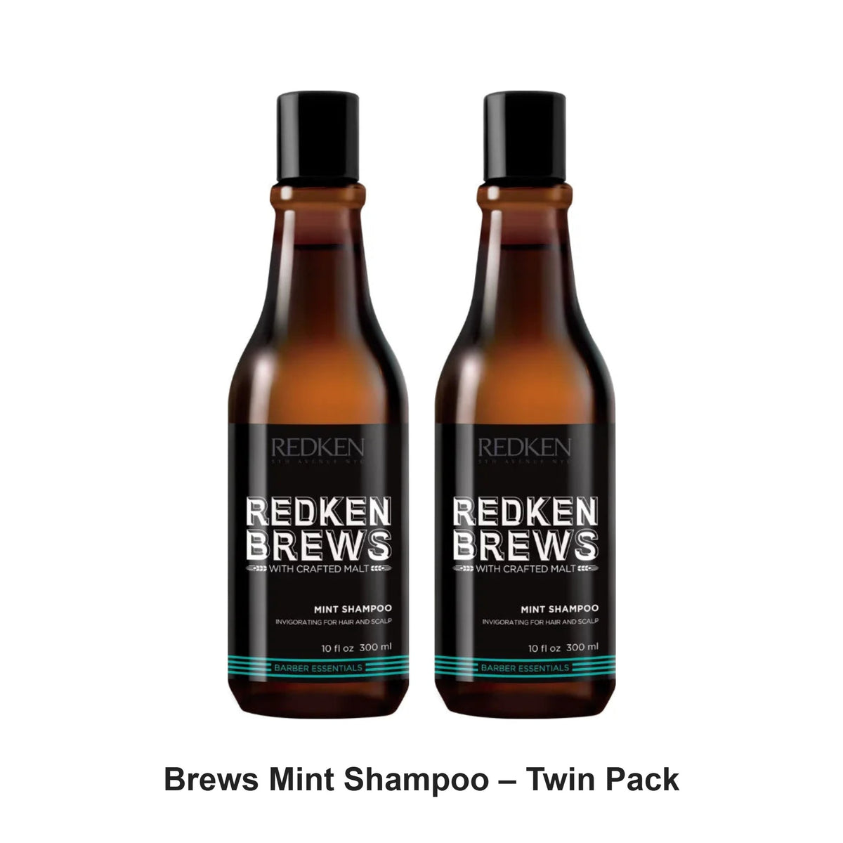 Redken - Brews Mint Shampoo – Twin Pack (2 x 300ml) – bundle contents: 2 x Redken - Brews Mint Shampoo 300ml
