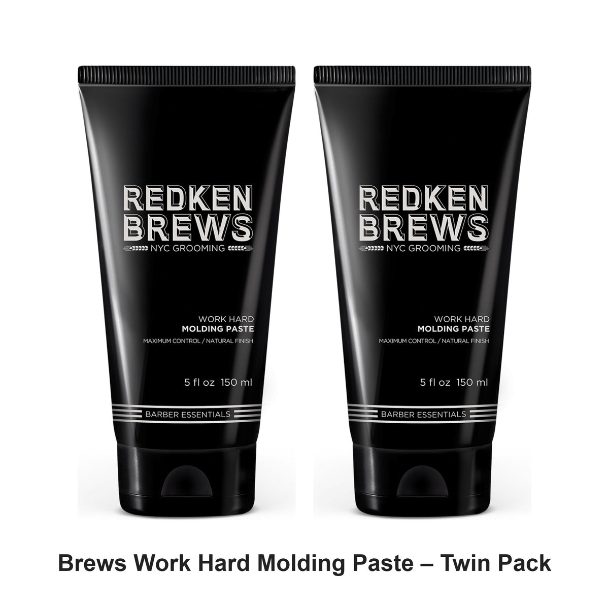 Redken - Brews Work Hard Molding Paste – Twin Pack (2 x 150ml) – bundle contents: 2 x Redken - Brews Work Hard Molding Paste 150ml