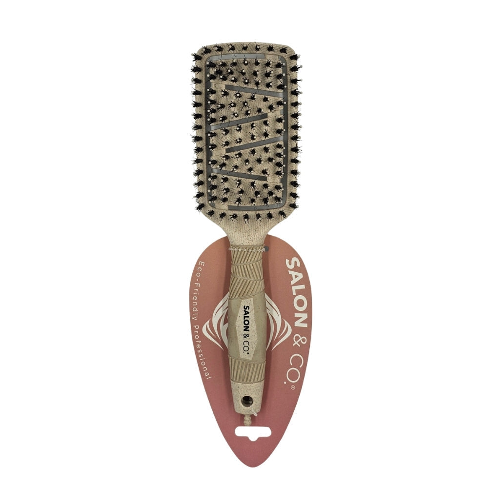 Salon & Co - Boar Bristle Paddle & Detangler Brush Duo Bundle – Salon & Co Detangler Boar Bristle Brush