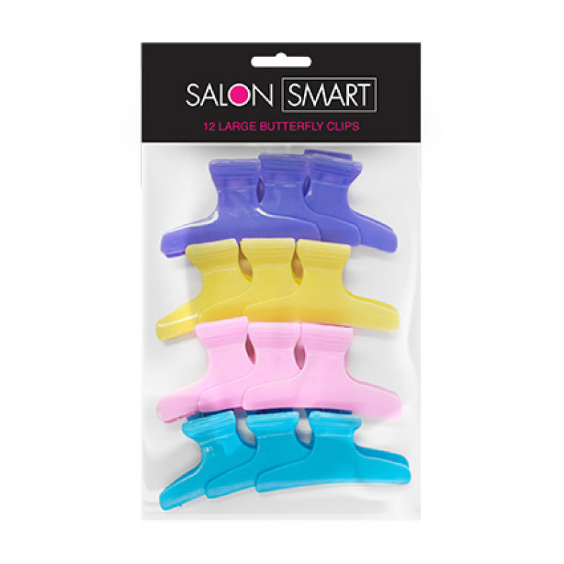 Salon Smart - Butterfly Clamps Large Pastel 12pc – front of pack/product