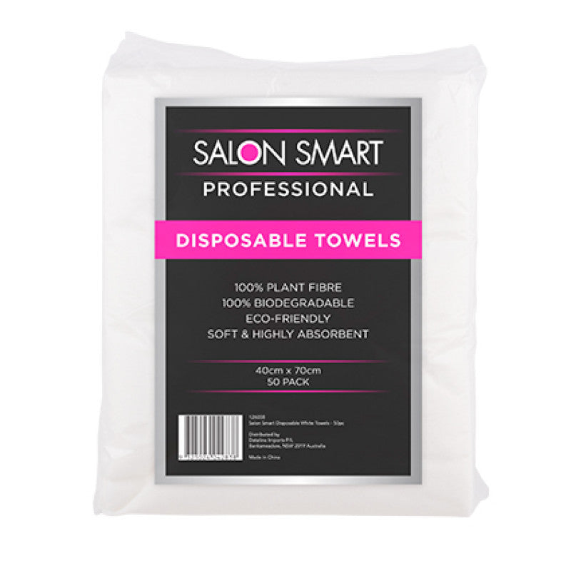 Salon Smart - Disposable Towels White 50pc – front of pack/product