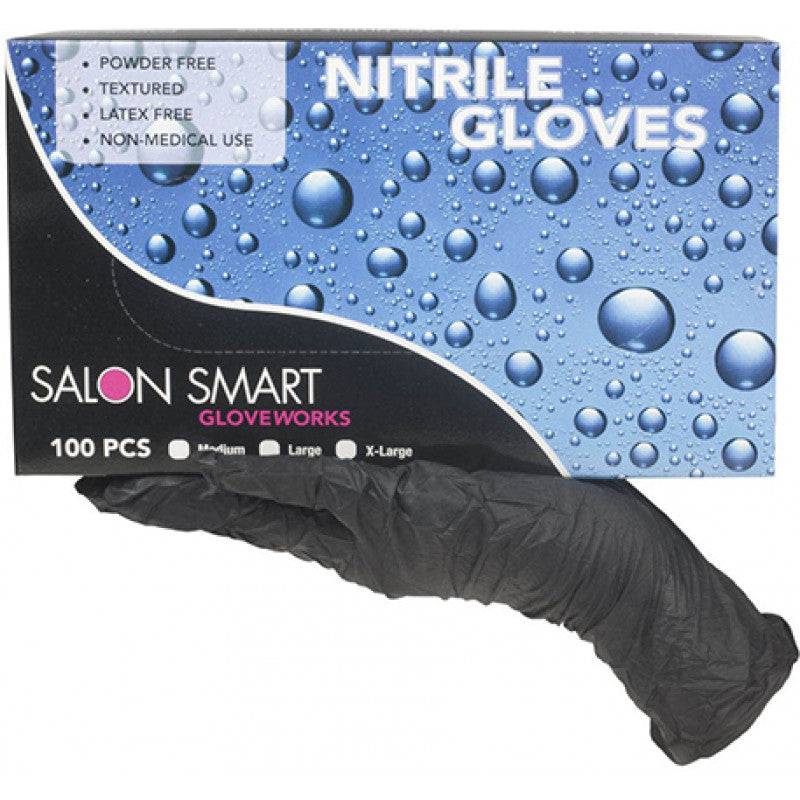 Salon Smart - Gloveworks Black Nitrile Gloves Small 100pk – front of pack/product