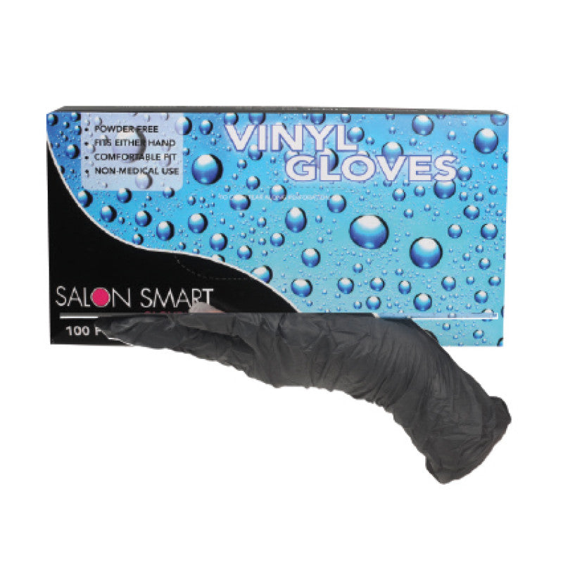 Salon Smart - Gloveworks Black Vinyl Gloves Medium 100pk – front of pack/product
