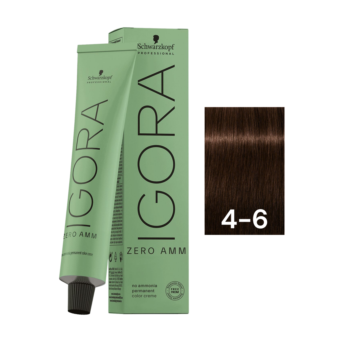 Schwarzkopf Professional - Igora Zero Amm 4-6 Medium Brown Chocolate 60ml – tube and box