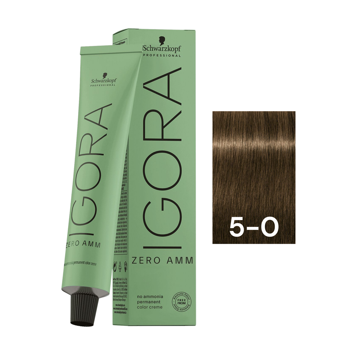 Schwarzkopf Professional - Igora Zero Amm 5-0 Light Brown Natural 60ml – tube and box