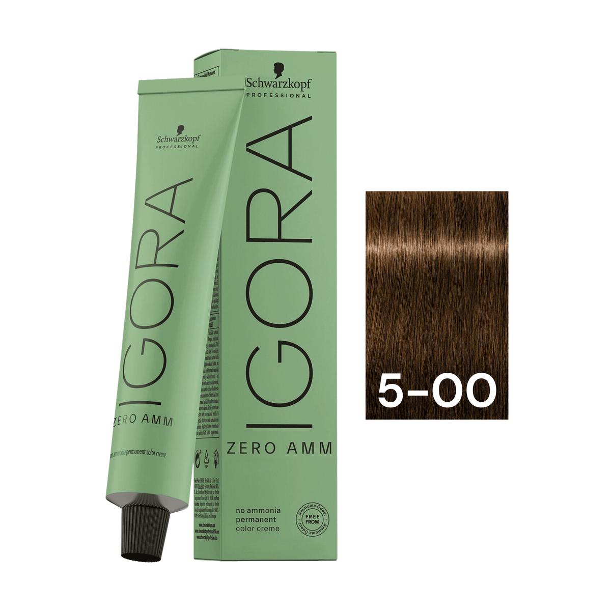 Schwarzkopf Professional - Igora Zero Amm 5-00 Light Brown Natural Extra 60ml – tube and box