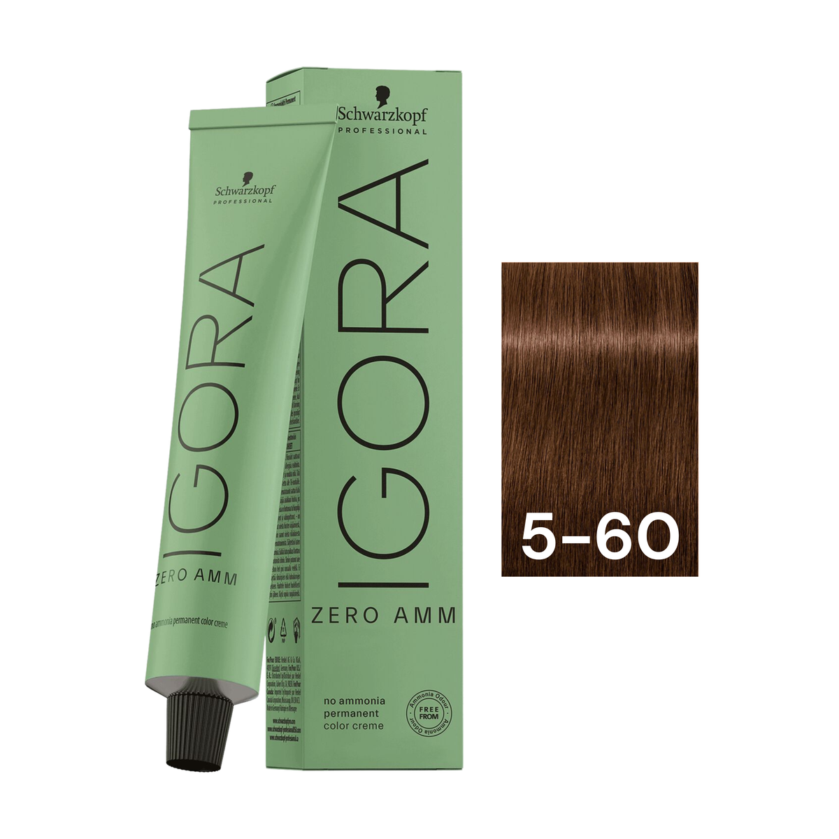 Schwarzkopf Professional - Igora Zero Amm 5-60 Light Brown Chocolate Natural 60ml – tube and box