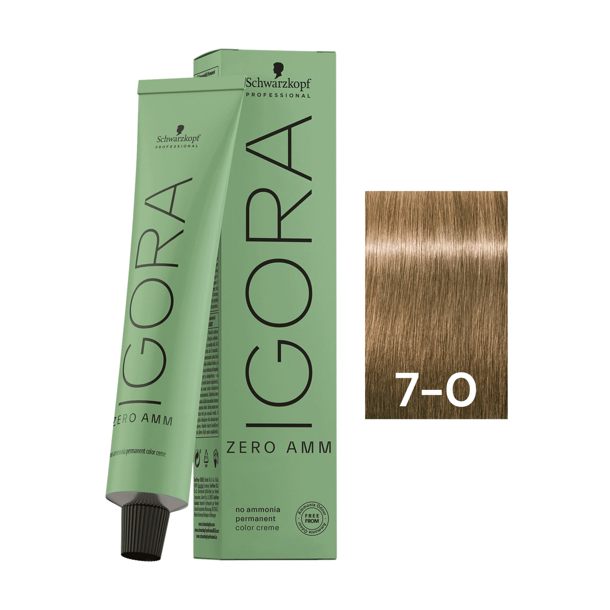 Schwarzkopf Professional - Igora Zero Amm 7-0 Medium Blonde Natural 60ml – tube and box