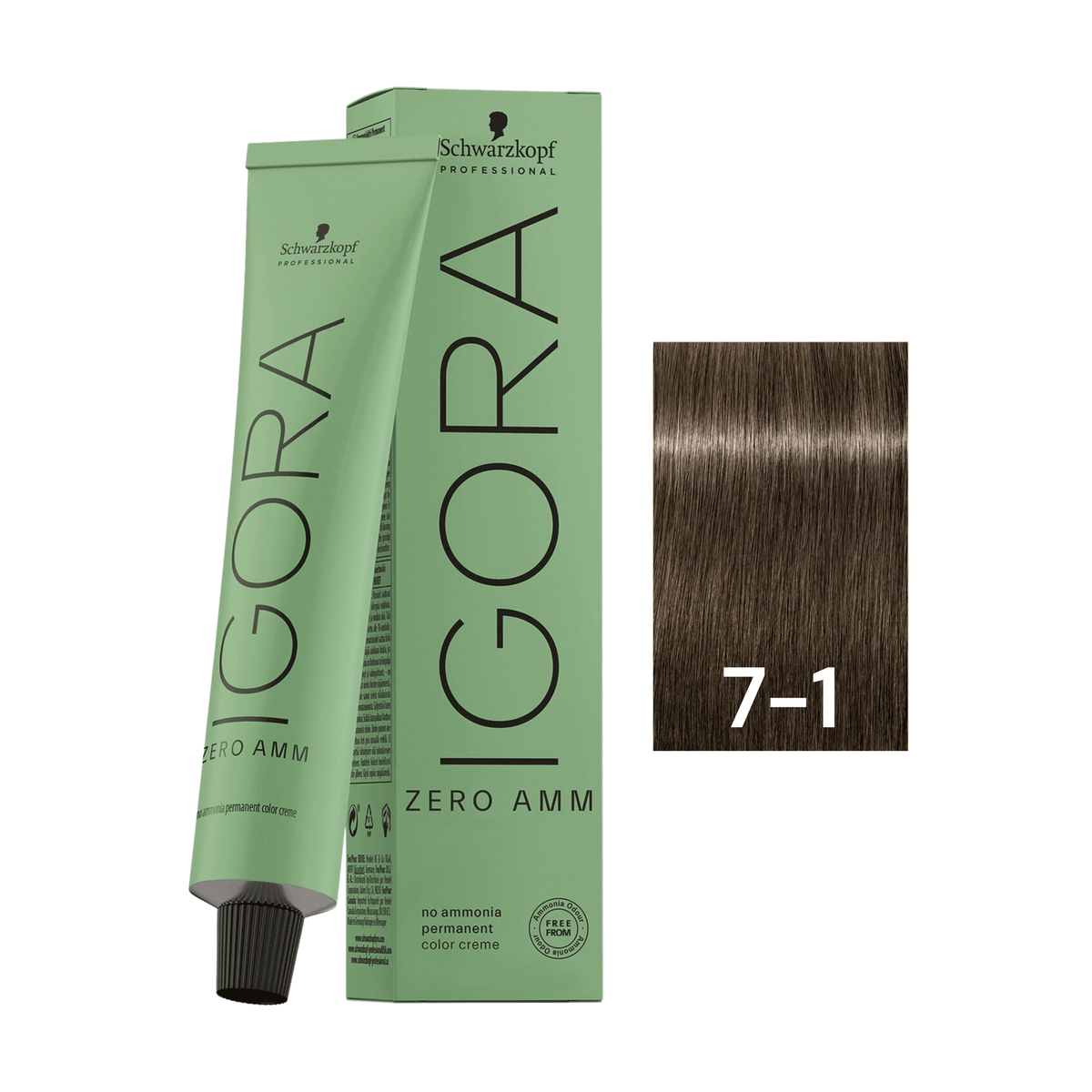 Schwarzkopf Professional - Igora Zero Amm 7-1 Medium Blonde Cendré 60ml – tube and box